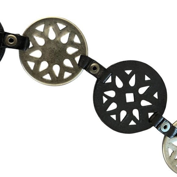 FOSSIL Men's Leather & Metal Belt Accessories Black & Silver Tone Waist 34”-36” - Picture 3 of 8